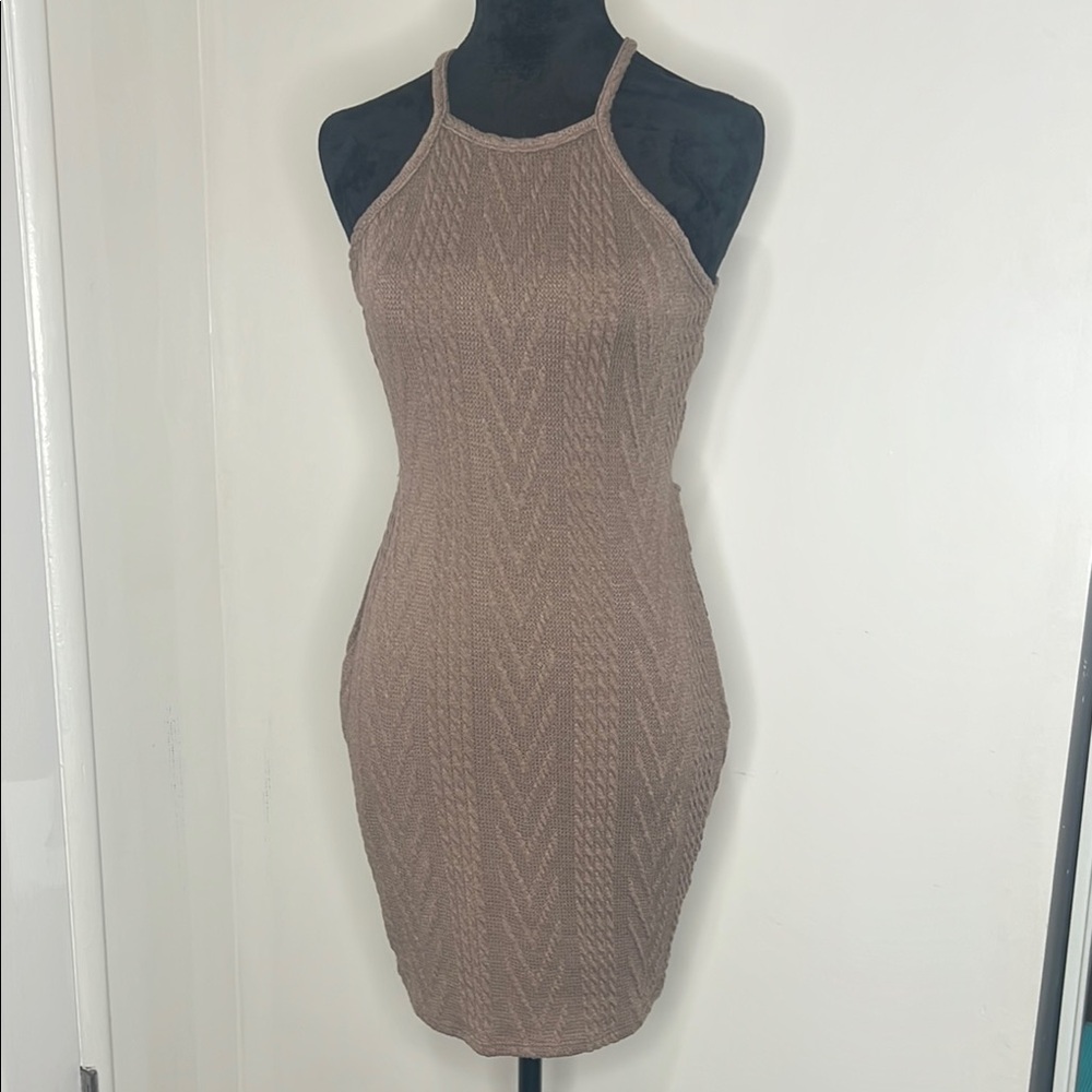 Elegant Brown Halter Dress